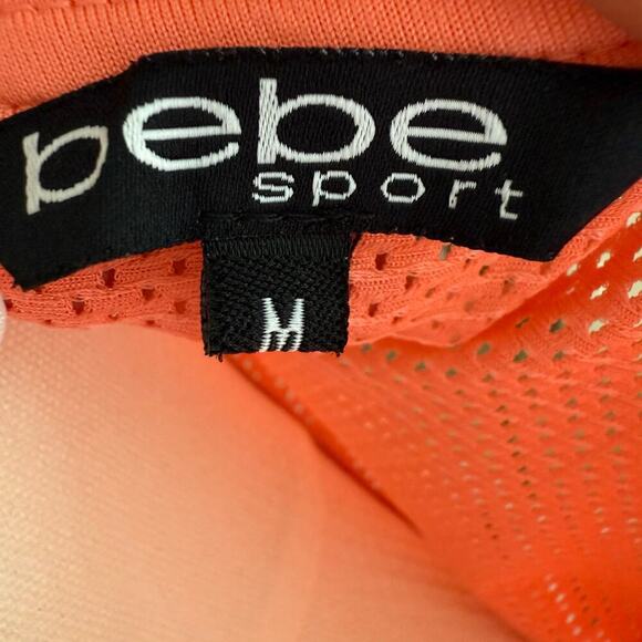 Bebe Authentic Sport Logo Mesh Tee Orange M Y2K Retro Activewear Sporty Logo - Picture 6 of 7